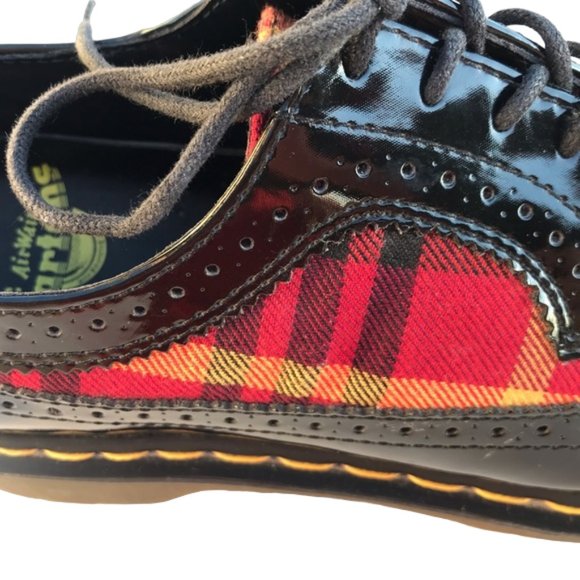 Dr. Martens Black and Red Plaid Brogues - Picture 8 of 11